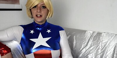 Cosplay cutie Vicki Valkyrie takes off her clothes and starts with some lovely masturbation