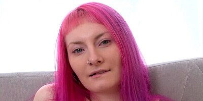 Sensual pink-haired chick Alien Fox feels a nice dick in her crack