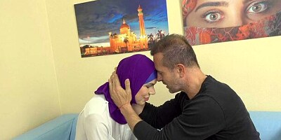 Beauty in a purple hijab Jessica Bell fucked by a hard penis