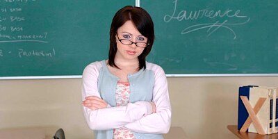 Cute-looking teen schoolgirl Lexi Belle opens her pussy for a teacher