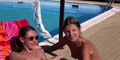 Spoiled teen brunette, Gina Gerson and Stefanie Moon are often masturbating by the swimming pool