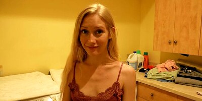 Blue-eyed blonde teen Emma Starletto gives a nice deepthroat