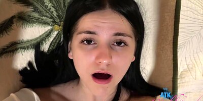 Who would say that a sweet, teen brunette, Violet Rain is so good at fucking