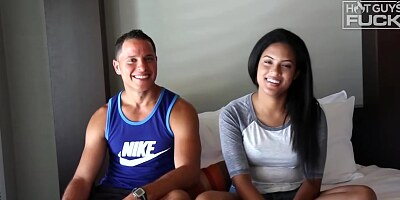 A horny couple, Nicholas Prat and Jessica Gomez are fucking in front of the camera