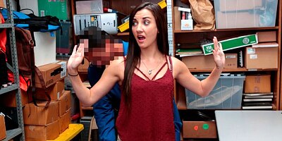 Big-boobed brunette teen Jade Amber screwed in the office