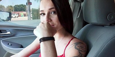 Tattooed hottie Kharlie Stone gets fucked hard by a rich driver