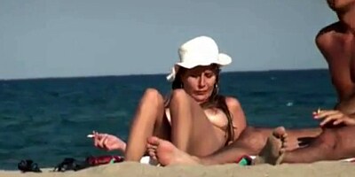 Nude Beach - Couples Smoking