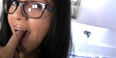 Nerdy Latina bitch needs a large cock in her pussy right away