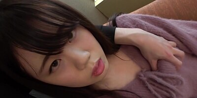 Japanese teen brunette, Kotori is spreading her pussy and offering it to her horny landlord