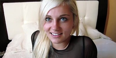 Amateur blonde girl and her partner are about to film their first porn video