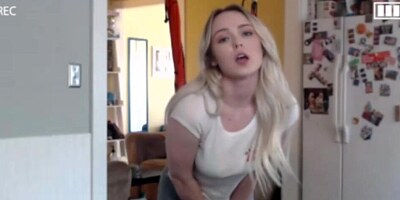 Amateur blonde with huge boobs is enjoying intense pussy masturbation until a climax
