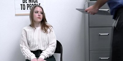 Petite teen thief is getting fucked hard on the office table by a horny officer.