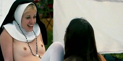 Naughty nuns are having steamy lesbian sex in the garden