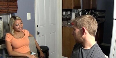 Slutty blonde cougar is being filmed while fucking with stepson