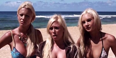 Busty and gorgeous blondes are having some lesbian sex outdoors