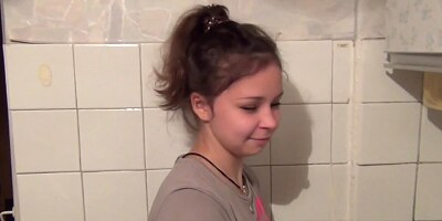 Adorable European amateur cutie gets nailed in the public toilet