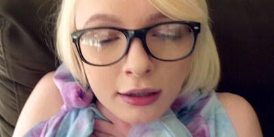 Nerdy blonde Alice getting face fucked