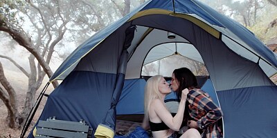Beauties Aidra Fox and Charlotte Stokely has sex in tent
