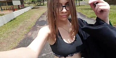 College Girl Flashing And Masturbating In A Park