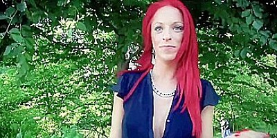 Wild German redhead enjoys public exposure and hardcore car fuck with Vicky Sun