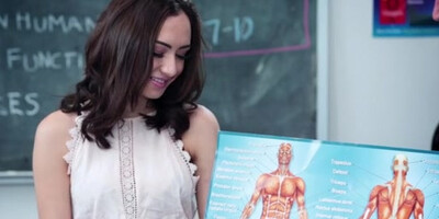 Lily Jordan receives a lot of help with anatomy by teacher