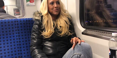 Horny MILF Daynia XXX blows a guy she just met in public transport