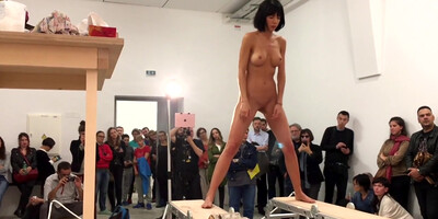 Naked Skinny Vixen In The Museum - Public Nudity