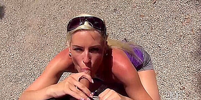 Blanche Bradburry - Mobile Blowing: Blonde Babe Enjoys A Mouthful Of Cock
