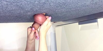 Mistress shaves slave's balls on milking board