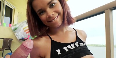 Lovely amateur cooze is demonstrating her best blowjob skills