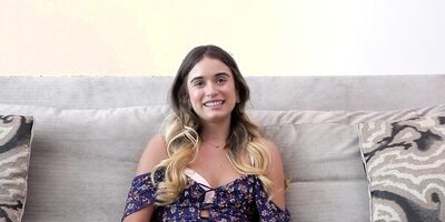 Gorgeous all natural teen gets naked during the sex video casting interview