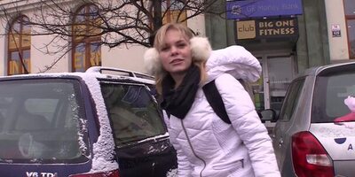 Cute European blonde babe gets picked up and fucked in POV