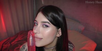 Julie Kay - Filming My Gorgeous 18y.o. Step Sister Sucking Glass Dildo And Ride It