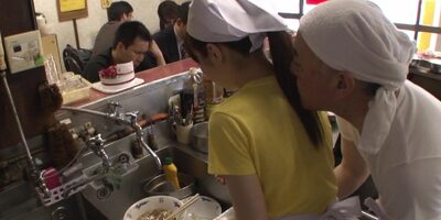 Sex in the kitchen with a young waitress Mimi Asuka