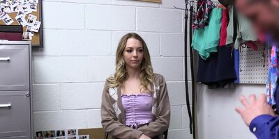 Blonde teen Lily Larimar gets fucked by officer due to theft