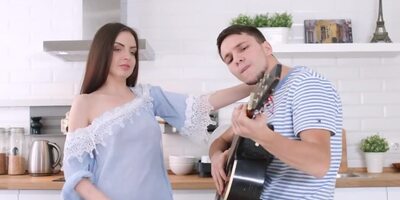 Guitar song made skinny's pussy so wet that she wanted fucking
