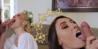 Hot stepmoms Aaliyah Love and Ashley Wolf have sex with stepsons