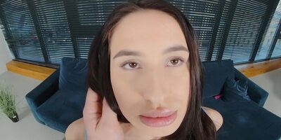 VR sex with slender brunette Alyssa Bounty