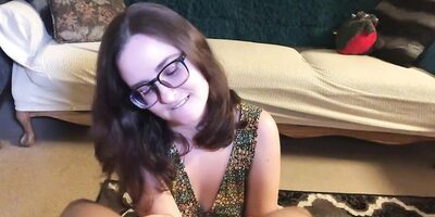 POV Blowjob From Brunette Slut with Glasses
