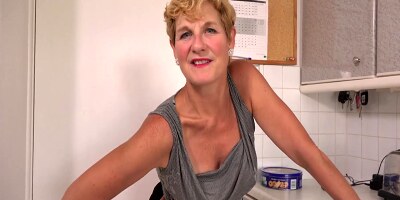 Busty 57yo Ms. Molly Sucks Your Cock & Lets You Fuck Her In The Kitchen