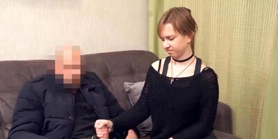 Teen Russian chick pays debt by fucking the collector