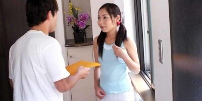 Japanese teen with pigtails blows a dick in a 69 and fucks hard