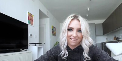 Blonde cutie Britt Blair gets a hard cock in POV-style video