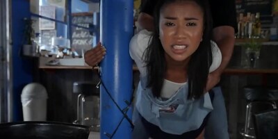 Waitress Ameena Greene getting sneakily fucked in POV