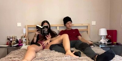 My girlfriend failed trying to keep reading while I was fingering her