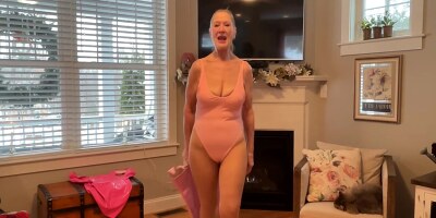 Gilf Danielle Dubonnet Trying On Pink Dress In Front Of 5 Younger Bbc Men