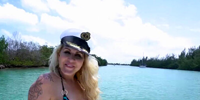 Chubby blonde babe is enjoying the dick of the captain