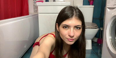 Lonely hot teen masturbating in the bathroom
