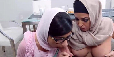 Muslim femmes, Mia Khalifa and her hottest buddy are taking turns deep-throating and railing a firm schlong