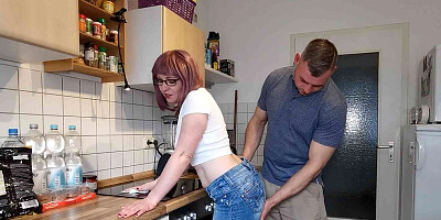 German Mature Mom seduce to Cheating Fuck in the kitchen by Young Guy
